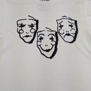 The Crow White Tee with 3 Mask Designs On Front Size Small